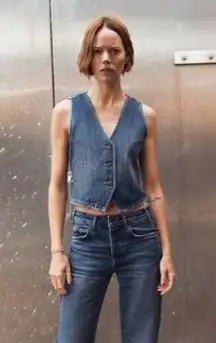 ZARA NEW  Denim Waistcoat S Blue