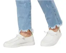 Hey Dude Wendy Canvas Shoes White Women’s Lightweight Casual Slip On Loafers 8