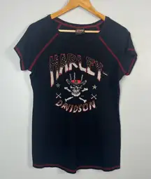 Harley Davidson Pirate studded bling biker t-shirt READ