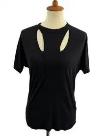 LAMade Black Layered Cutout Tee Black Medium New