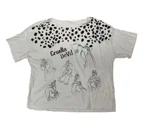 Disney  X Uniqlo Cruella De Vil Cartoon Crop Top White Black Medium