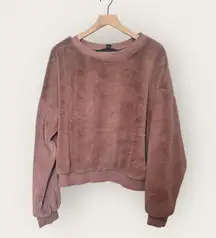 Forever 21 Plus 3X Pink Faux Fur Long Sleeve Crewneck Pullover Sweater