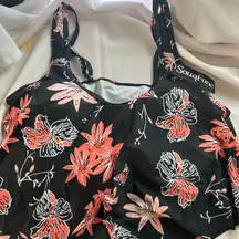 SoulFone Floral Black and Pink Tank Top