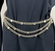 St John Vintage Gold Three Tier Station Chunky Chain Belt