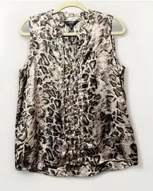 Simply Vera Wang Top Medium‎ Sleeveless Snakeskin Split V Neck Tie Front