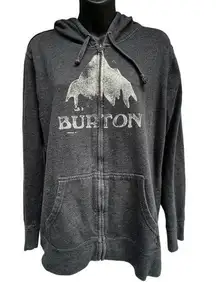 Burton Long Sleeve Full Zip Dark Gray Hoodie Snow Graphic Women’s XL Snowboard