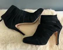Saks Fifth Avenue Black Suede Zipper Back Booties