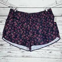 Old Navy NWT 3X Navy Blue - Pink Floral Reflective Trim Pull-On Athletic Shorts