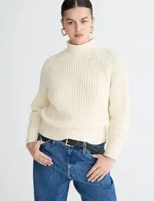 J. Crew Ivory Chunky Knit Relaxed Rollneck Turtleneck XXS Slouchy Oversized