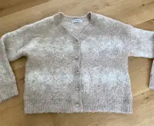 Storets Fuzzy Knit Shadow Stripe V Neck Cardigan