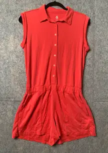 Lou & Grey Women Size Small Orange Sleeveless with‎ pockets stretchy romper