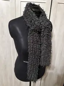 Handmade Dark Grey Faux Fur Mohair Scarf