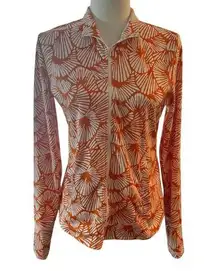 TOMMY BAHAMA Golf UPF 50 Zip Up Orange/White Size Medium