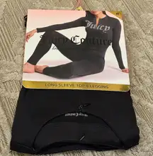 Juicy Couture Black Long Sleeve Top and Legging Set Quarter Zip Size Medium NWT