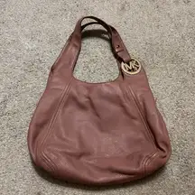 Michael Kors Brown mauve Hobo Bag with Pebbled Leather‎ and MK Charm