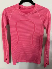Lululemon Swiftly Tech Long Sleeve Crew Heathered Berry Rumble Pink Striped
