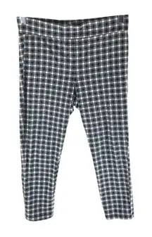 HUE Womens Leggings Cropped Geometric Check Print Black White S