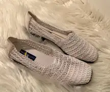 Kim Rogers Square Toe Slip On Shoes White Straw