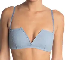 Free People Blue Bra Sierra Bandeau Bralette The Rain Swiss Dot Pastel Sz M, NWT