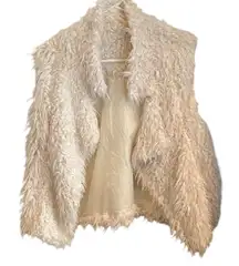Self E White Faux Fur Sherpa Vest Boho Glam Mob Wife  Cabincore Fall Winter