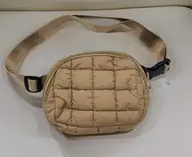 Women’s Tan Puffer Crossbody Quilted Bag