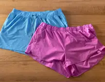 Bundle of 2 Old Navy Active Size 2X athletic shorts blue and pink