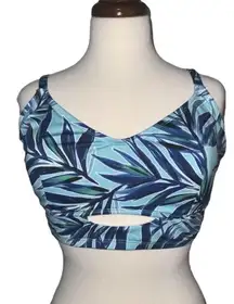 Hurley Blue Tropical Bikini Padded Top Lace Back High Waist Bottom Swimsuit 1X