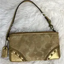 y2k COACH Gold Stud Signature Wristlet