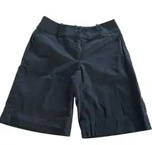 Bill Blass Shorts Womens 6 Black Bermuda Pockets Flat Front Above Knee Cotton