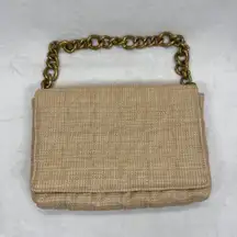 Zara Raffia Shoulder Bag Chain Strap Quilted‎ Flap Closure Small Purse