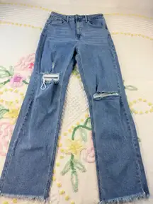 DOGMA Distressed Flare Jeans Light Wash Size 11 Ripped Frayed Denim