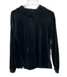 Kobi Halperin Sabrina Knit Hoodie Velvet Ruffle Trim Pullover Black Size XS EUC