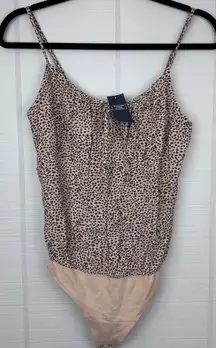 NWT Abercrombie & Fitch Animal Print Bodysuit & Scrunchie Spaghetti Strap Bow S