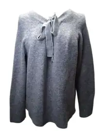 J. . Crew Light Gray V-Neck Sweater with Bow