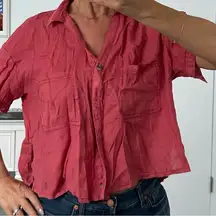 Women's Red Button-Up Top