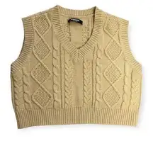 RSQ Tan Cable Knit Pullover Sweater Vest