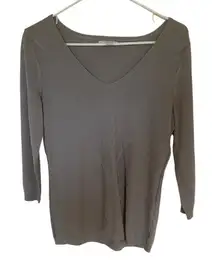 New York & Company 3/4 sleeve gray vneck sweater small