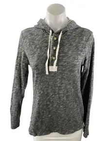 Vince Women's Heather Gray Long Sleeve Hoodie Hooded Henley Sweatshirt Size S