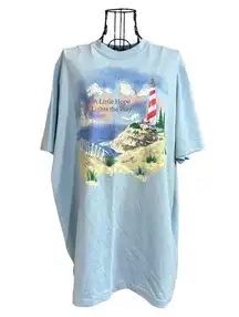 Vintage Hunters Run Painted Lighthouse Hope T-shirt Blue Size Large