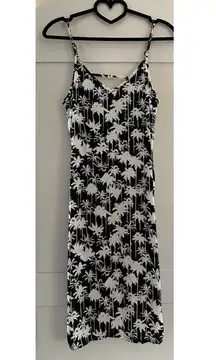 Trouvé Black & White Palm Tree Midi Shift Dress Sz XS