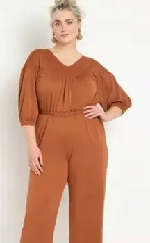 New! Eloquii *flawed*‎ Flowy Comfy Long Sleeve Jumpsuit, size 18/20