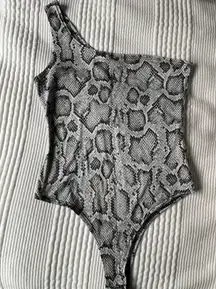 Snakeskin One Shoulder Bodysuit 