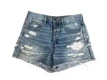 american eagle high rise girlfriend jean short distressed denim cut off size 8