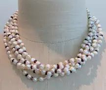 Pearls and Citrine, Amethyst, Peridot, Garnet Multi-Strand Necklace