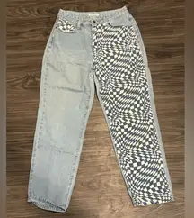 High-Waisted Light Wash Jeans | Size 11 |Checkerboard Y2K Grunge