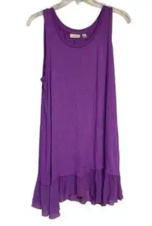 Logo Layers Purple Sleeveless Tunic Dress With Ruffle Hem Womens M
