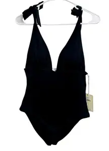 NWT Anthropologie Boamar Black Tie One Piece Swimsuit Size M Feminine Luxury