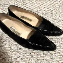 Manolo Blahnik Suede Point Toe Loafer Black- Size 39 (9)