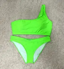 SHEIN Neon green one shoulder bikini