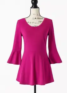 Isaac Mizrahi Live XS Pink Long Sleeve Shirt Bell Sleeves Flare Hem